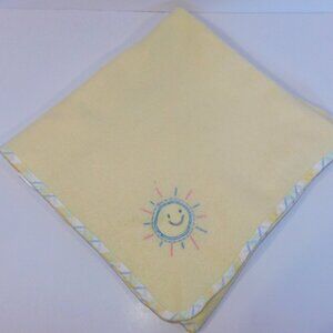 Vintage Embroiderd Sun Yellow Fleece Baby Blanket Snugabye Canada  28" x 38'